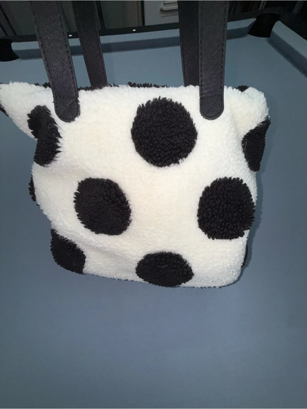 Loungefly Minnie Rock The Dots Sherpa Tote with Red Bow